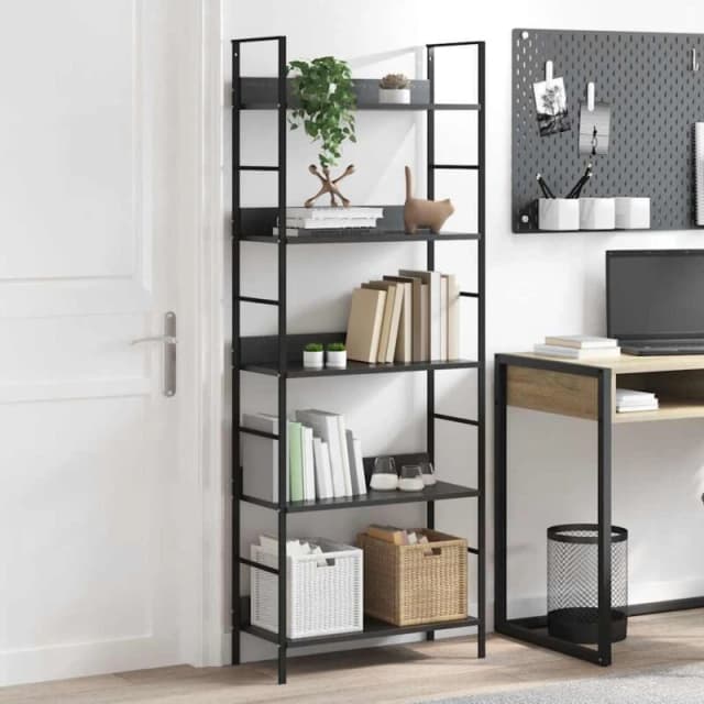 VIDAXL Vidaxl - 5-Layer Book Shelf Black 60x27.6x158.5cm Engineered Wood 8719883890623