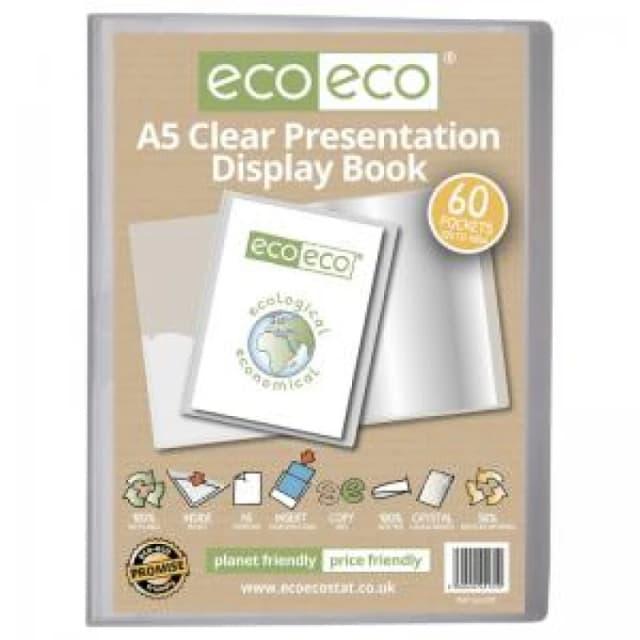 Eco Eco 50% Recycled Presentation Display Book 60 Pockets A5 Clear eco131-S
