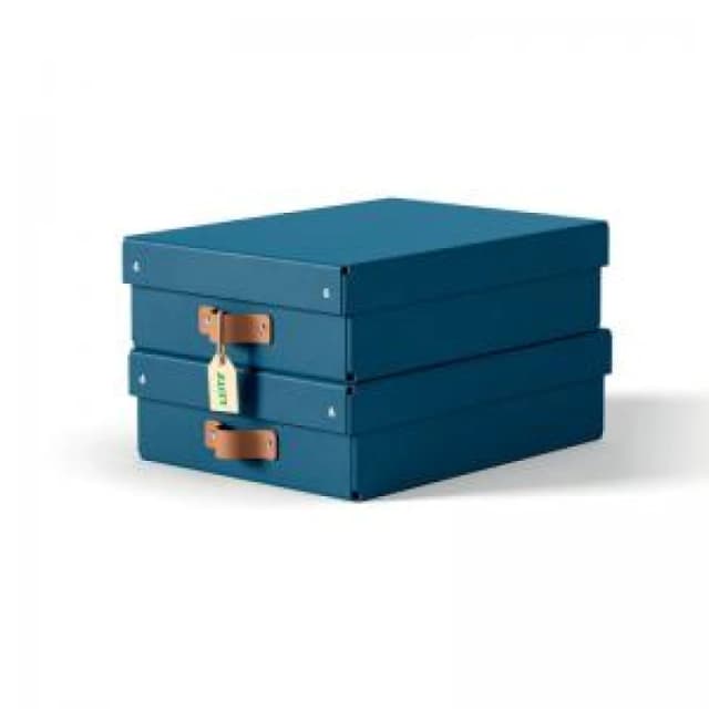 Leitz Puro Storage Box with Lid Medium Low 8L Blue 100 Recycled Card EXR70930AC