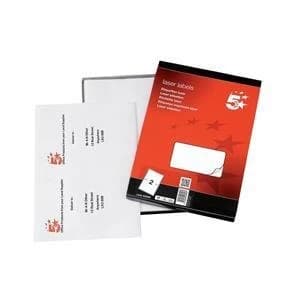 5 Star Multipurpose Labels Laser 2 per Sheet 199.6x143.5mm White 200 Labels