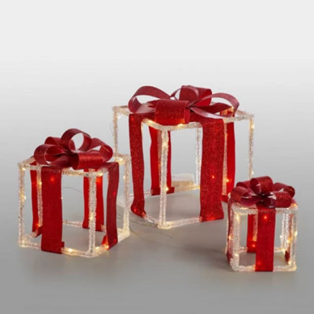 The Christmas Workshop Light-Up White & Red Gift Boxes