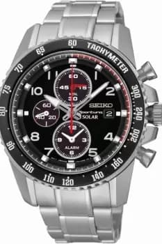 Mens Seiko Sportura Alarm Chronograph Solar Powered Watch SSC271P9