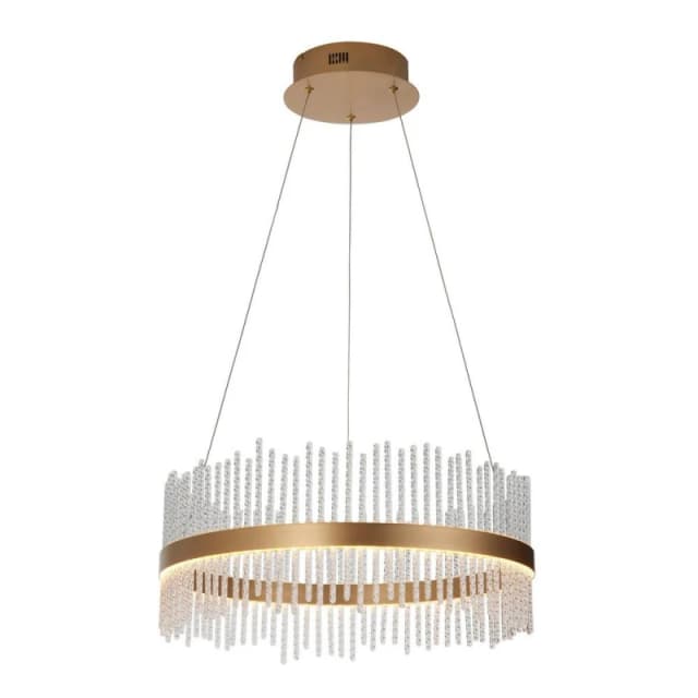 Trapani Pendant Ceiling Light Brushed Gold Plated, Clear Glass