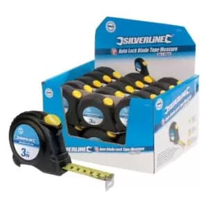 Silverline Auto Blade Lock Measuring Tape Display Box 30pce 3m x 16mm 633848