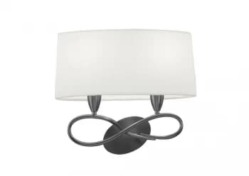 Wall Lamp Switched 2 Light E27, Satin Nickel with White Shade