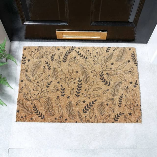 Artsy Doormats Black Winter Foliage Coir Doormat (60 X 40Cm)