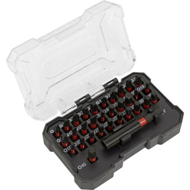 Loops 42 Piece Impact Grade Power Tool Bit Set - S2 Steel Bits - Plastic Storage Case Metallics