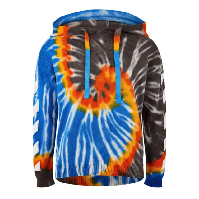 Off White Mens Diag Tie Dye Long Sleeve Hoodie Black White male XS (44)