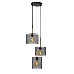 Baskett Vintage Cluster Pendant Light - 3xE27 - Black