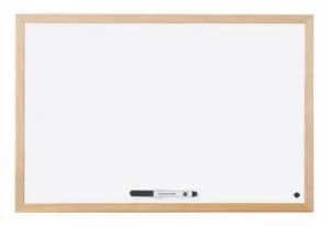 Bi-Office Drywipe Whiteboard Wood Frame 400mm X 300mm