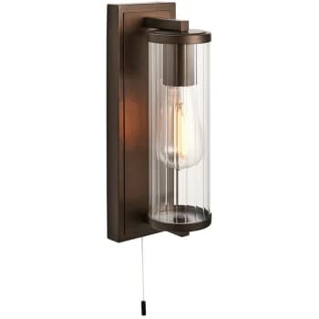 Merano Lighting - Merano Como Bathroom Wall Lamp Dark Bronze Paint & Clear Ribbed Glass IP44