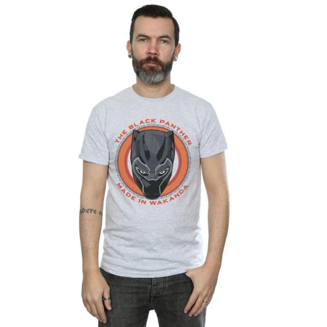 Marvel Marvel Men Black Panther Made in Wakanda Red T-Shirt in Grey Size: Small Grey S Male 5057736547113
