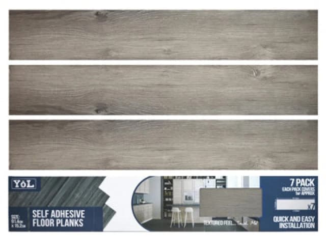 Yes-Online Floor Planks Tiles Self Adhesive Dark Grey Wood Vinyl Flooring Bathroom Kitchen - Pack Of 7 6X36" - 1M²