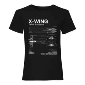 Star Wars Womens/Ladies Diagram X-Wing Boyfriend T-Shirt (S) (Black)