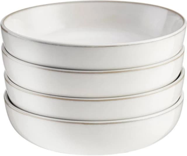 Cooks Professional Nordic Stoneware Set of 4 - Pasta Bowls in White White