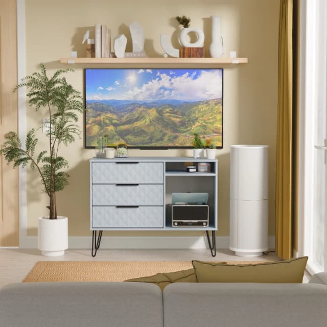 Ready Assembled 2 U Islay 3 Drawer TV Unit (Ready Assembled) in Light Blue Light Blue Unisex