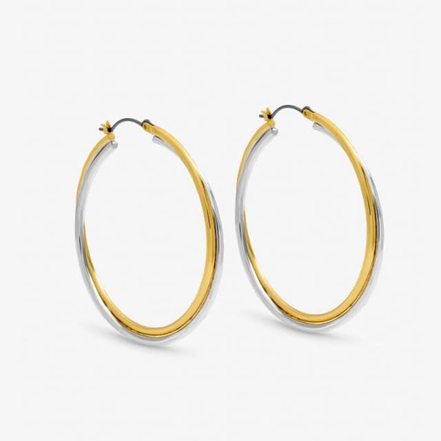 Inicio Two Tone Large Hoop Earrings - Gift Pouch Silver female One Size