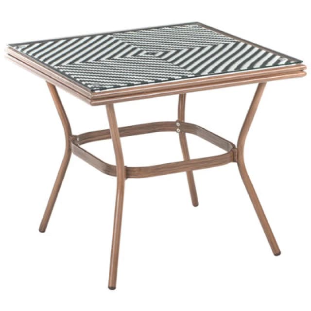 Beliani Bistro Table Caspri 80 Cm 80 Cm Glass Black/ White