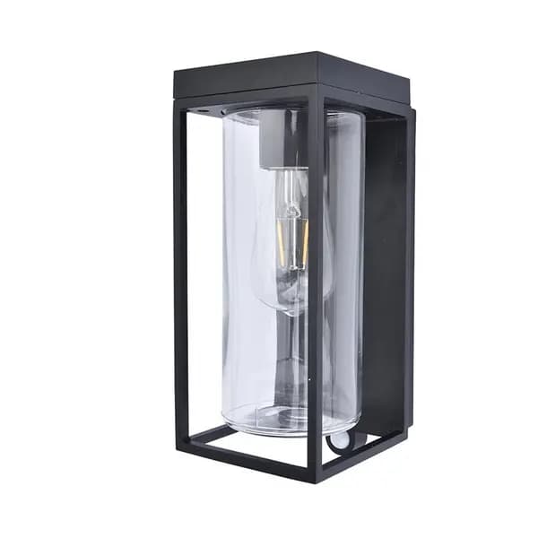 Lutec Lutec Flair Solar LED Outdoor Half Lantern Wall Light with PIR Sensor - Black