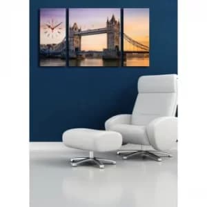 3P204045CS-10 Multicolor Decorative Canvas Wall Clock (3 Pieces)