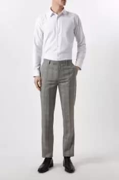 Mens Slim Fit Neutral Check Suit Trousers