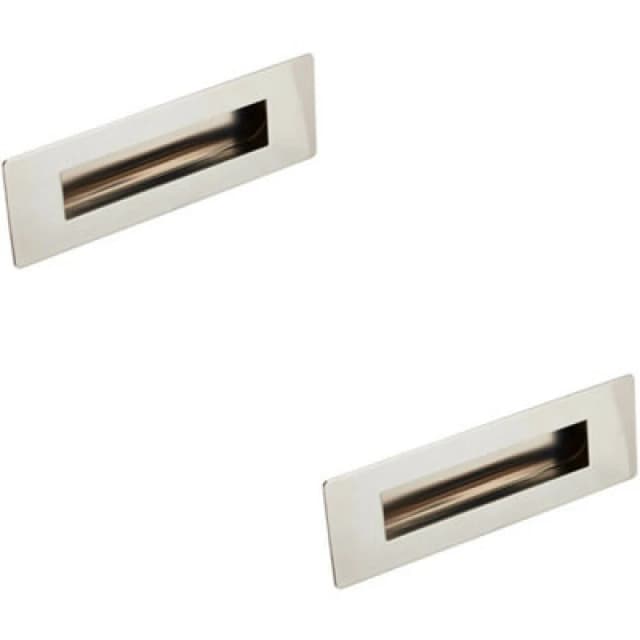 Loops 2x Recessed Sliding Door Flush Pull Handle 180 x 60mm Bright Stainless Steel Metallics unisex