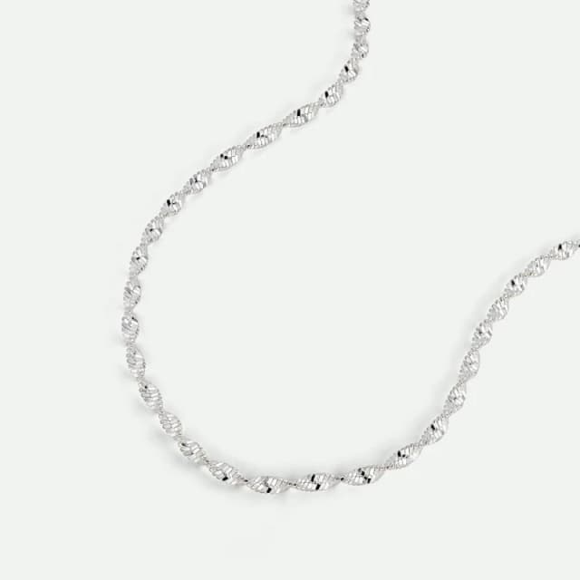 The Fine Collective Womens Sterling Silver Singapore Chain (2.8mm) Necklace 18" Size: 18" Silver Female 18"