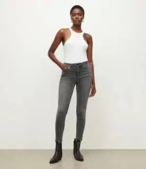 AllSaints Womens Dax High-Rise Size Me Skinny Jeans, Dark Grey, Size: M