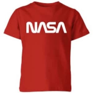 NASA Worm White Logotype Kids T-Shirt - Red - 11-12 Years