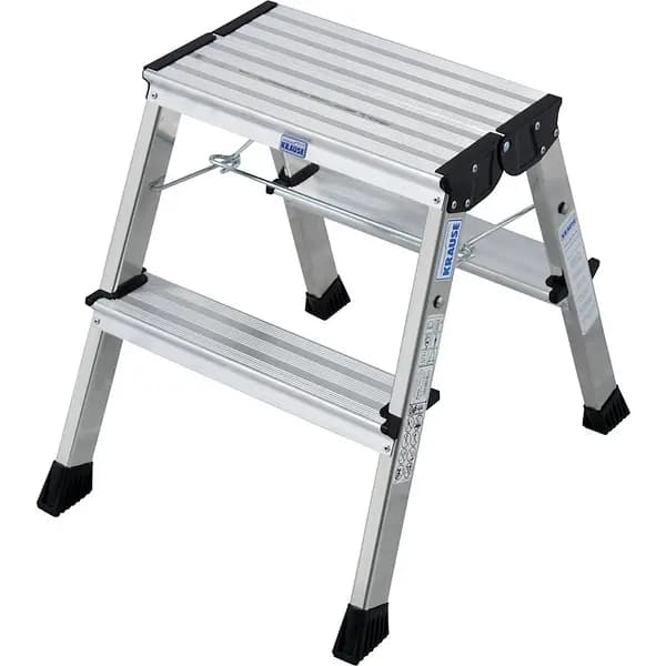 KRAUSE with castors, with castors, 2 x 2 steps, aluminium silver