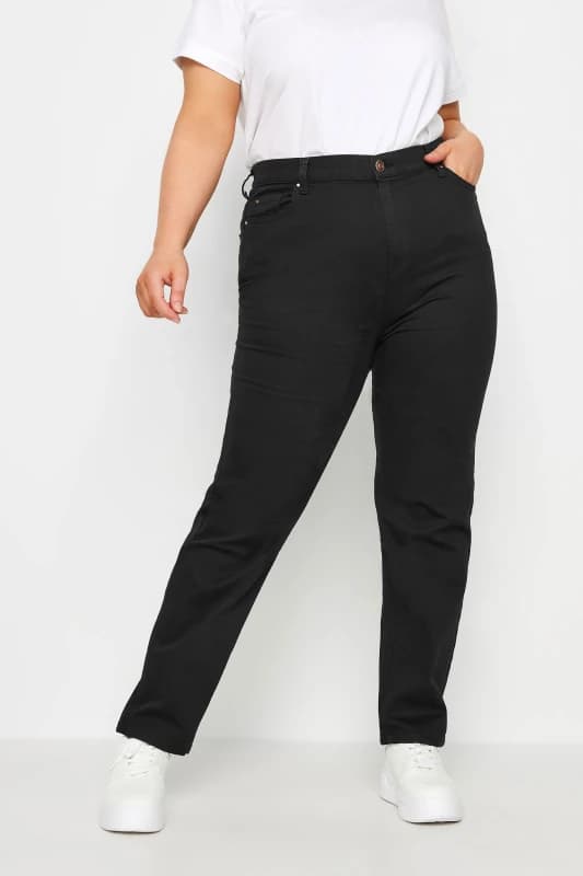 Yours Womens Straight Leg RUBY Jeans in Black Size: 18L Black Female 18L