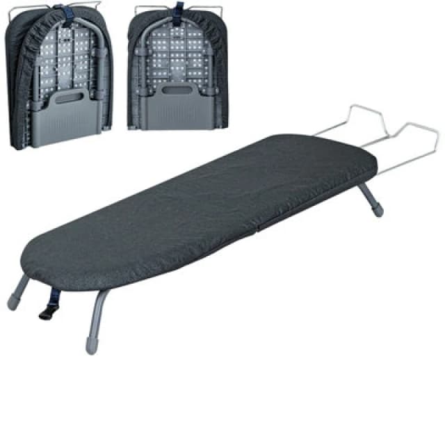 Gr8 Home Grey Foldable Table Top Ironing Board Compact Space Saving With Cover Iron Rest