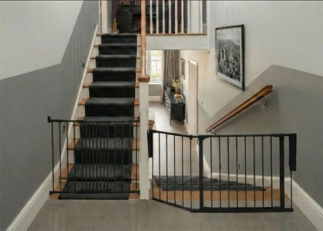 Safetots Solution For Up And Down Staircases, Black, Multi Panels, Up To 115Cm, And, Screw Fit Gate, 67Cm - 105.5Cm