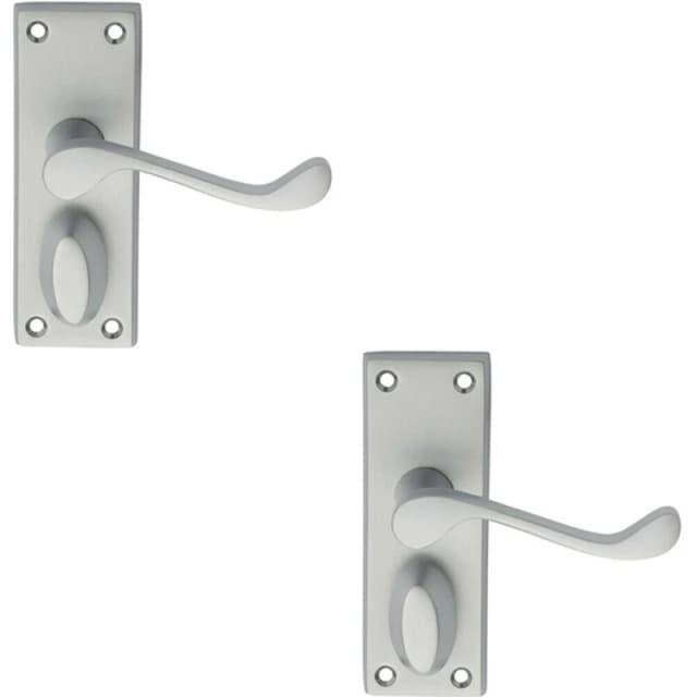 Loops 2x PAIR Victorian Scroll Handle on Privacy Backplate 118 x 43mm Satin Chrome Multi