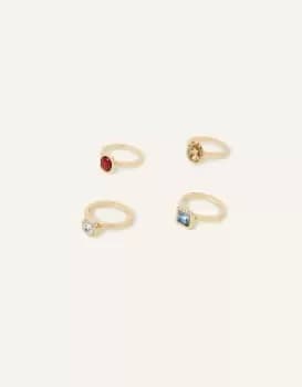 Accessorize Womens Mixed Gem Rings 4 Pack Multi, Size: One Size