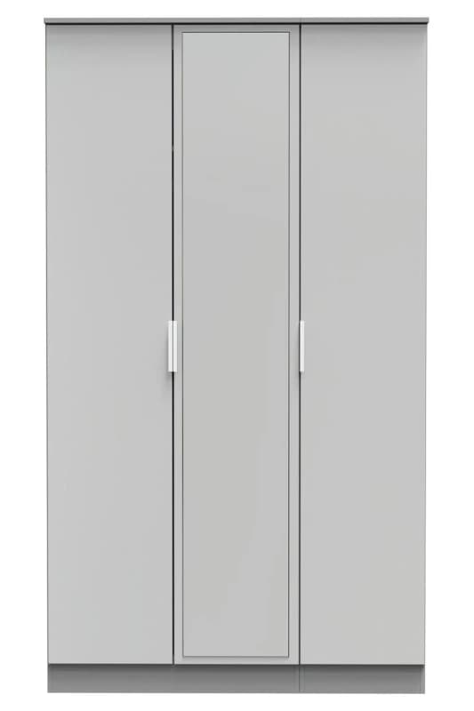 Poole Triple Mirror Wardrobe In Uniform Grey & Dusk Grey (Ready Assembled)