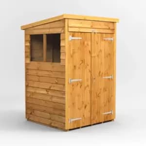 4X4 Power Overlap Pent Double Door Shed