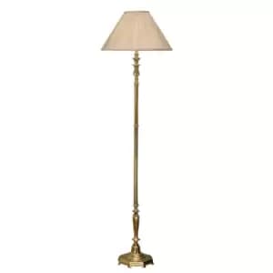 Asquith 1 Light Floor Lamp Solid Brass, Beige Organza Effect Fabric Shade, B22