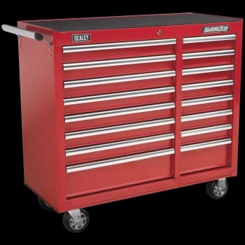 Sealey Superline Pro 16 Drawer Heavy Duty Roller Cabinet Red