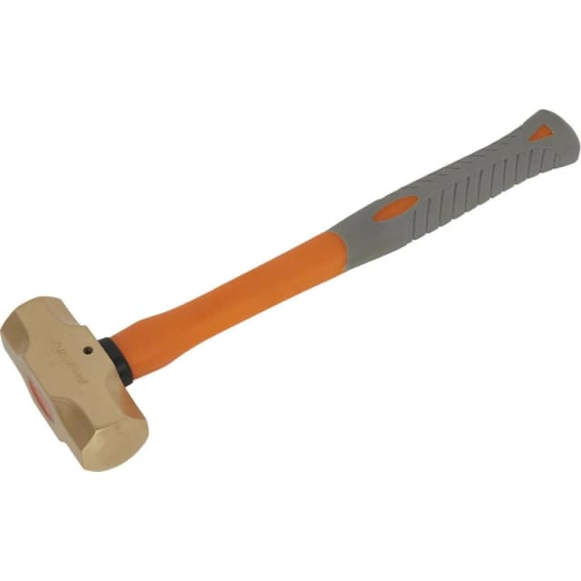 Loops 2.2lb Sledge Hammer - Non-Sparking - Fibre Glass Shaft - Shock Absorbing Grip Clear
