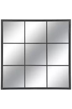 Black Square Panel Mirror - Glass/Iron