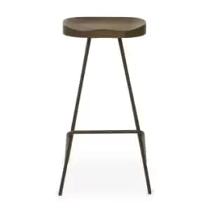 Interiors By Ph Elm Wood Bar Stool Brown Metal Frame