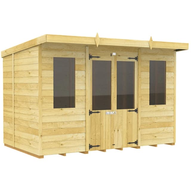 Flat Pack Sheds DIY Sheds 10 x 8 Pent Summer House, Brown 10X8PSHFF