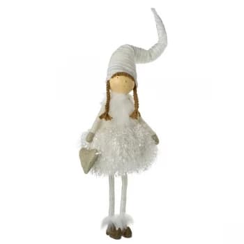 White Fluffy And Sparkle Angel With Heart