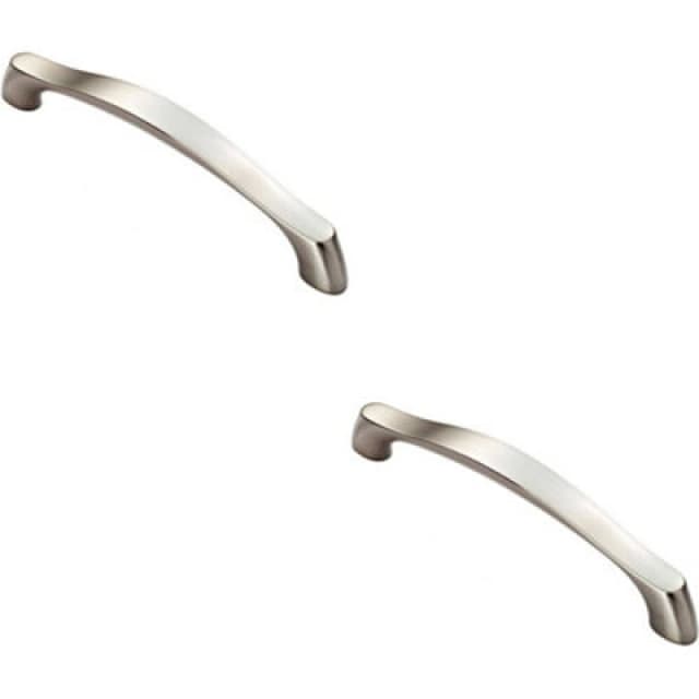 Loops 2x Chunky Arched Grip Pull Handle 194 x 17mm 160mm Fixing Centres Satin Nickel Metallics unisex