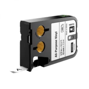 XTL Dymo 12" 12mm All purpose Vinyl Black On White