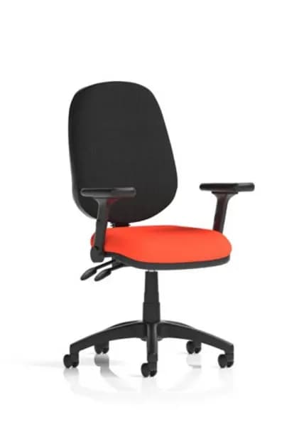 Eclipse Eclipse Plus II Lever Task Operator Chair Bespoke Colour Seat Tabasco Orange With Height Adjustable And Folding Arms KCUP1738