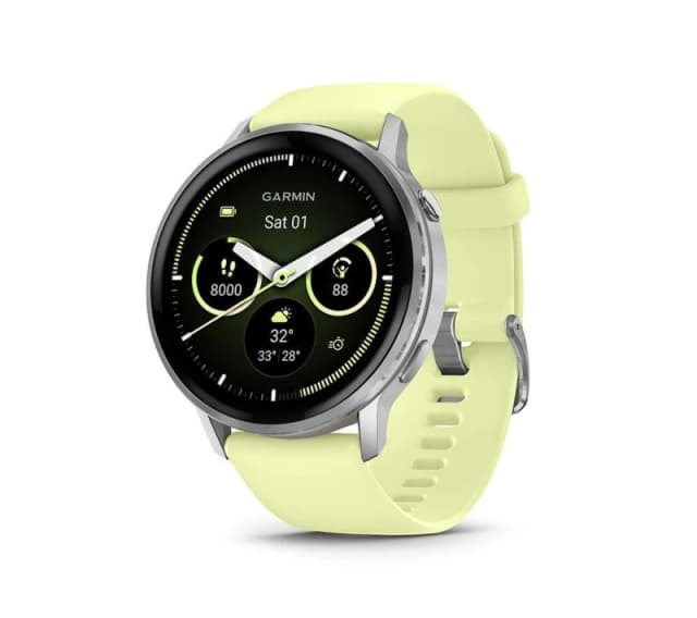 Garmin Venu 4 Smartwatch - Silver with Citron Silicone Band, 45 mm, Yellow 753759356811