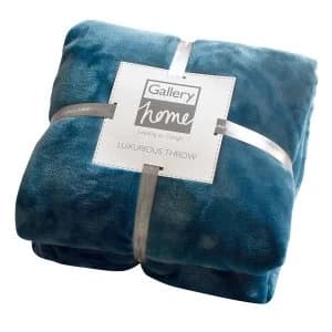 Gallery Flannel Fleece Throw 130x170cm - Teal