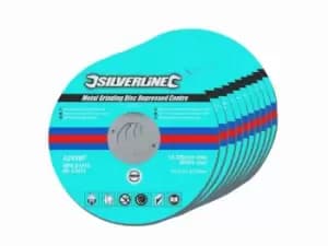 Silverline 224514 Metal Grinding Discs Depressed Centre 10pk 115 x 6 x 22.23mm